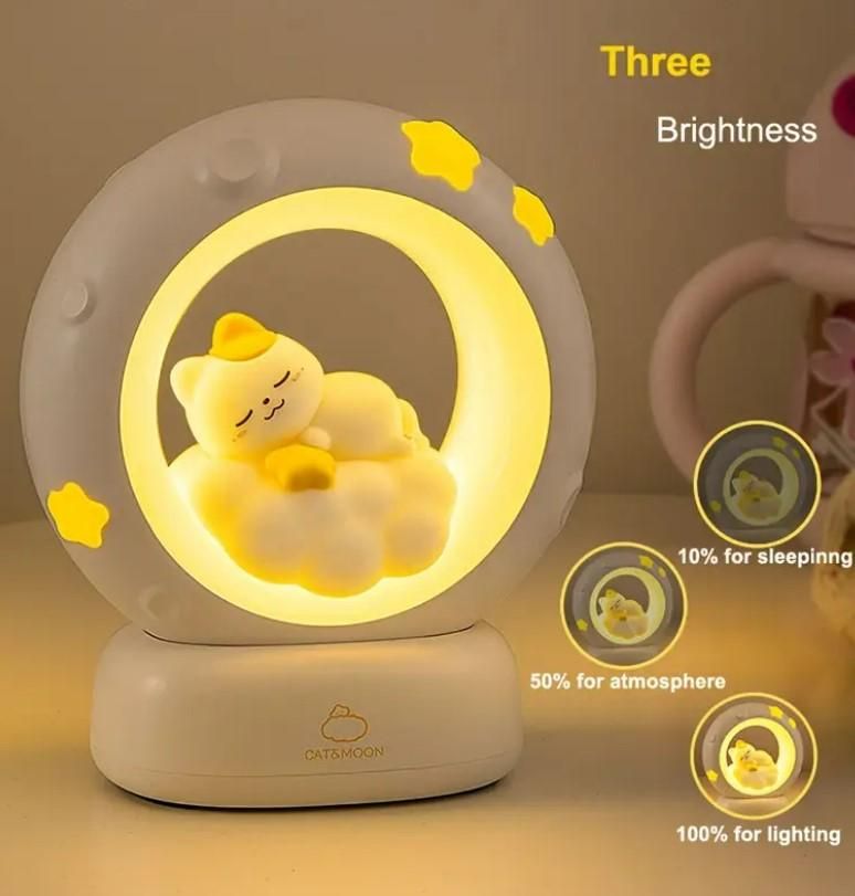 Sleeping Cat LED Night Light Lamp with Touch Control