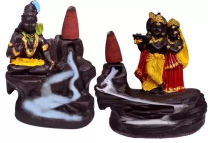 Backflow Smoke RadhaKrishn & Shiva with 20 Smoke Incense Cone For Living Room, Bed room, Office and Home D�cor ? 10 cm