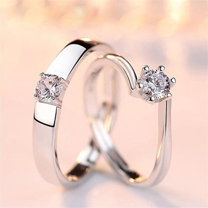 Winsome Silver Plated Diamond Couple Ring(Pack Of 4)